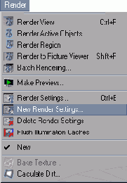        Render > New Render Settings